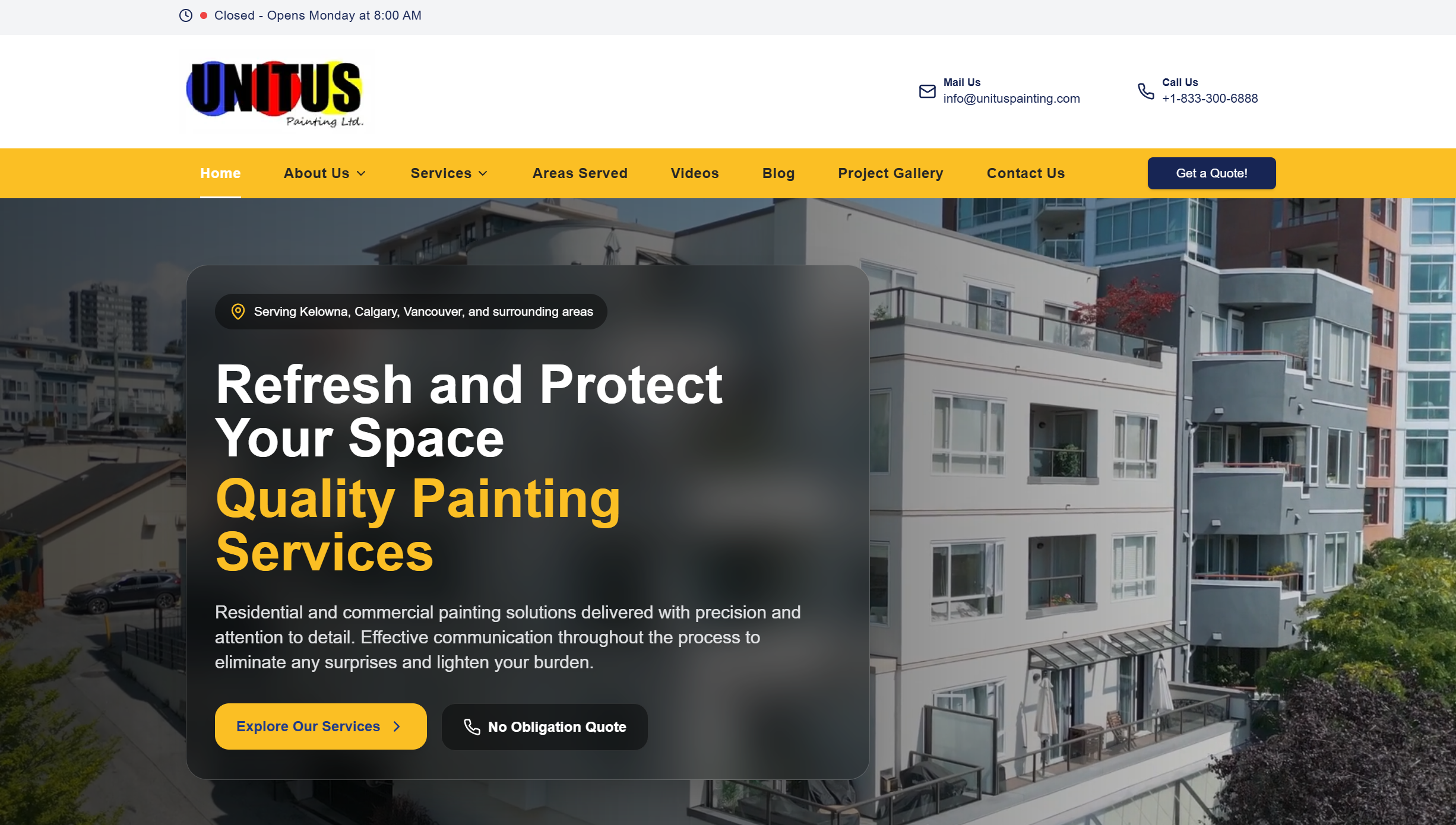 Unitus Painting Custom Website
